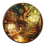 CHARMIBLE Holzpuzzle Erwachsene, 300 Teile Bezaubernde Buchhandlung, 34x34cm, Unregelmäßige Einzigartige Puzzle, Holzpuzzle Tierform, Holz Puzzle Mit Box Aus Holz