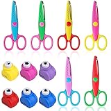 NTGRTY 12er-Set Kinderschere - 6 Stk. Bastelschere, Sicherheit Schere, Gezackte Schere, 6 Stk. Motivstanzer, Ausstanzer - Kinder DIY Set für Scrapbook, Fotoalbum, Handwerk