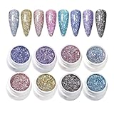 Glitzergelagellack | Home Shimmer Gel - 8 Farben Kunstpolitur Schimmer Nageldesign für Home Salon Maniküre Pediküre Frauen Mädchen