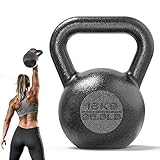 PROIRON Kettlebell Professional Kugelhantel aus Gusseisen, 16kg Gewichten Guss Schwunghantel Kugelgewicht Krafttraining - Schwarz Kettlebells