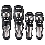 AKT 4 Stück Motorrad Knieschützer Ellenbogenschoner Moto Cross Knieschutz aus Edelstahl Outdoor Sports Schutzausrüstung zum Skateboard Ski Reiten