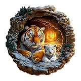Holzpuzzle Erwachsene und Kinder, 3D Tiger Family-2 Kreisförmige Einzigartige Puzzle, Geschenke für Mama,Holz Puzzle Erwachsene Mit Geschenkbox Aus Holz, Beste Mutter Geschenk (M-200 Stück)