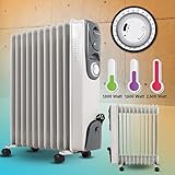 Heidenfeld Ölradiator ÖR200 - 3 Jahre Garantie - 2500 Watt - Elektrische Heizung - Timer - 11 Rippen - Energiesparend - Öl Radiator - Elektroheizung - Überhitzungsschutz - Abschaltautomatik (Weiß)