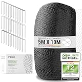 FISO® Teichnetz - 5x10m I Vogelschutznetz engmaschig, robust, witterungs- & UV-beständig I Schwarzes Teich Netz feinmaschig (15x15mm) I Netz zum Schutz von Teich, Balkon, Kirschbaum & Mehr
