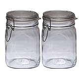 Bormioli 2er Set 1,0L Original Fido Einmachglas mit Bügelverschluss und Gummiring