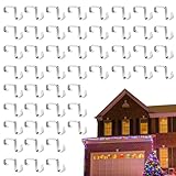Duroecsain Weihnachtslicht-Dachrinnen-Clips, Weihnachtslicht-Aufhänger für Dachrinnen,Wetterfeste saisonale Außenlichtaufhänger - 50 x Dachrinnenhaken für Lichterketten,