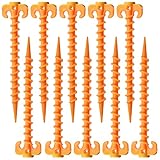 behone 10 pcs Schraube Spirale Zelt Peg Nagel, Zeltnagel Zeltheringe, Kunststoff Outdoor Camping Trip Zelt Peg Sandheringe Schraube Nagel Zeltheringe Zelte Stakes.(20cm×4.5cm, ⌀10)