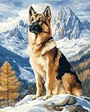 AMBATTERY DIY Knüpfteppich Zum Selber Knüpfen Hundetier Und Schneeberg Knüpfen Teppich Set Mit Werkzeug Knüpfsets Latch Hook Kit Für Knüpfpackung Für Home Decor 31x63in