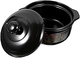Keramischer Suppentopf, Kasserolle mit offener Fla Ceramic Clay Cooking Stew Pot 1600ml with Lid Oven Stovetop Safe Stockpot Casserole Steam Pot Multiple Sizes(17X17X7.2CM)