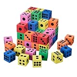 Relaxdays Flüsterwürfel 60er Set, leise Zahlenwürfel, Softwürfel Kinder, Schaumstoffwürfel, Spielwürfel, Würfel, bunt