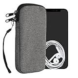 kwmobile Handytasche für Smartphones XL - 6,7/6,8' - Stoff Handy Hülle Dunkelgrau - Handy Tasche mit Reißverschluss - 17,2 x 8,4 cm Innenmaße