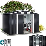 Deuba GARDEBRUK® XXL Metall Gerätehaus 5m² mit Fundament 257x205x178cm Schiebetür Anthrazit Geräteschuppen Gartenhaus 9m³