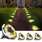 Anordsem Solarlampen für Außen Garten Wetterfest: 4 Stück Rostfreie Stähle Bodenleuchten Aussen - 8 LED Warme Beleuchtung für Gehweg Terrasse Pool- Gartenarbeit Geschenke für Hausbesitzer