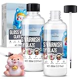 200ml Glasur für Ton Lufttrocknend - Air Dry Clay Glaze, Glanzlack für Modelliermasse, Klarlack für Keramik und Acrylfarbe, Wasserdicht, Kratzfest Gloss Varnish für Airdry Clay, Ton Selbsttrocknend
