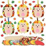 6 Igel Bastelsets für Kinder Herbst, 54pcs Anhänger Deko Kreative Kunsthandwerk Bastelhandwerk Ahornblatt Bastelkoffer Basteln Herbstdeko für Herbst Thanksgiving Day