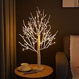 CECOMBINE Birke Lichterbaum Innen mit 144 Warmweißer LEDs Licht, LED Baum Lichter Bäumchen Dekozweige Weihnachtsdeko Hochzeit Innendekoration für Party Geburtstag Hochzeit, Festliche Partydekoration