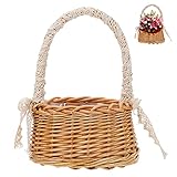 Blumenkorb aus Weide und Rattan, für Kinder, Blumenkorb, Hochzeit, handgefertigt, Rattankorb, geflochten, für Dekoration, Tisch, Hochzeit, Dekoration, Landhausstil