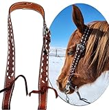 Weißer Buckstitch Premium-Leder-Halfter mit geteilten Ohren – Gürtel-Stil, Western-Pferde-Zaumzeug, gefertigt für Haltbarkeit und Eleganz, handgefertigtes Leder-Zaumzeug – Western-Halfter mit