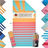 Blumtal Strandtuch XXL aus Mikrofaser - kompaktes und schnelltrocknendes Handtuch/Strandhandtuch 90x180 - Stranddecke sandfrei mit Band - Badetücher - Reisehandtuch/Strandtücher mit Sonnenmotiv