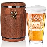 LIGHTEN LIFE Papa-Geschenke,Papa-Bierglas in Fassbox,Premium-Geburtstagsgeschenke für Papa,Papa-Pintglas, ideale Papa-Geschenke von Kindern,Papa-Bierglas-Geschen –480 ml