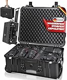 KESSER Kamerakoffer Transportkoffer Fotokoffer Werkzeugkoffer mit Schaumstoff, Hartschalen-Universalkoffer mit Rollen Teleskopgriff, Wasserdicht Trolley, Wetterfest, Stoßfest 56x46x27cm(46L), Schwarz