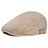 PivotWing Schiebermütze Herren Cap Herren Leicht Atmungsaktiv Schirmmütze Weich Leinen Baskenmütze Weich Netzgewebe Flatcap Verstellbar Sommermütze Outdoor Khaki One Size