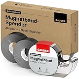 GAUDER Magnetband selbstklebend im Spender (+2x Ersatz-Magnetband) I Magnetklebeband I Magnetstreifen (6 m)