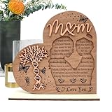 Holzschild mit Aufschrift 'Mom', Tischdekoration, herzförmiges, handgefertigtes Ornament für Familienschlafzimmer, Tischplatte, Esszimmer, Dekoration