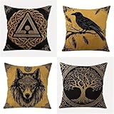 Kissenbezüge 4er Set Gelb Schwarz 50x50cm Dekorative Kissenhülle, Samt Zierkissenbezüge mit unsichtbarem Reißverschluss, Weich Kissen Bezug Zierkissen für Sofa Wohnzimmer Zuhause Dekor Sv6855