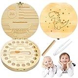 Zahnbox Holz Milchzähne Box,Zahnbox aus Holz,Zahnbox für Milchzähne,Zahnbox Zahndose,Zahnbox aus Holz,Milchzähne Box,Jungen Souvenir Box,Aufbewahrungsbox für Baby-Zähne(Dinosaurier)