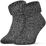 Piarini ABS Stoppersocken Wollsocken Wintersocken Norwegersocken Innenfrottee Damen Herren Jungen Mädchen anthrazit-meliert 43-46