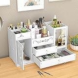 SHZICMY Kosmetische Aufbewahrungsbox Kosmetikbox Make Up Organizer mit Schubladen Weiß