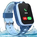 4G Smartwatch Kinder mit GPS und Telefon - IP67 Wasserdicht, Kinderuhr zum Telefonieren mit WiFi, Videoanruf, SOS, Wecker, Kinderuhr für Mädchen und Jungen im Alter von 3–12 Jahren, Blau
