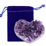 GUJOXILA Herz Amethyst Druse Rohstein Herzform Unregelmäßige Kristalle Druse Herz Edelsteine Druse Natürliche Geodenhöhlen Heilsteine Reiki Groß Heilung Cluster Liebes Geschenk für sie50-70g