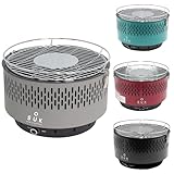 SOUK ONE Tischgrill mit Aktivbelüftung, Holzkohlegrill Grill mit Lüfter, Campinggrill BBQ Outdoor (Grau)