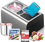 3-in-1 Eismaschine 2L, Joghurtfunktion, Testsieger 2024, 180 W Eiscrememaschine aus Edelstahl mit Kühl- u. Heizfunktion, hausgemachtes Speiseeis mit selbstkühlendem Kompressor, FOHERE