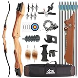 Poearcus Bogenschießen Jagdbogen- und Pfeilset 66-68-70 Zoll Recurvebogen-Bausatz aus Holz 14-40 lbs zerlegbarer Wettkampfbogen Langbogen für das Zielschießen (70 inch, 36 ibs)