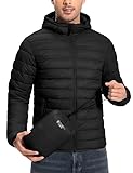 Pioneer Camp Winterjacke Herren Verpackbar Outdoor Daunenjacken Hooded Jacket Herbst Wasserdicht Puffer Jacke Mit 6 Taschen for Running Travel（Black;L