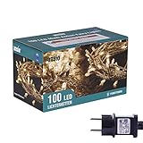 ANSIO® Lichterkette außen Innen 10m 100 LED lichterkette Weihnachtsbaum Lichtketten Strom Für Weihnachten, balkon, fenster, Weihnachtsdekoration | Warmweiß Weihnachtsbeleuchtung | Klar Kabel