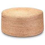 Decorasian Pouf Hocker – Sitzkissen Tatami Kissen geflochten aus Jute – Sitzpouf im Boho Stil - Sitzhocker rund 50cm x 20cm