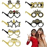 16 Stücke 2023 Happy New Year Brillen, Lustige Silvester Brillen Rahmen, Papier Silvester Party Brillen, Spaßbrille Party Foto Requisiten, für Erwachsene Kinder 2023 Silvester Partyzubehör Deko