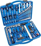 Condor Werkzeug 2156 | Werkzeugkoffer | 156-tlg. | 1/4' + 1/2' | 6-kant 4-32 mm | Werkzeugset mit Stecknüssen Schraubendreher Hebelumschaltknarre Schlosserhammer für Werkstatt und Heimwerker