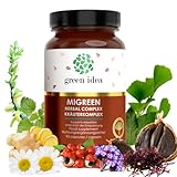 Green idea - Migreen - Migräne Vitamine - mit Mutterkraut, Weidenrinde, Magnesium, B-Komplex - Migräne Komplex 100% natürlich - Kopfweh Tabletten keine Nebenwirkungen - 90 Kaps