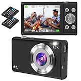 Digitalkamera, STUOGYUM Autofokus Vlogging Kamera FHD 2.7K 48MP Fotokamera Digitalkamera, Wiederaufladbare Kompaktkamera für YouTube Vlogging für Fotografie-Anfänger （Schwarz）