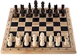 Engelhart - 150235 - Schachspiel aus Birkenholz - Bedrucktes Schachbrett - Klassische Gesellschaftsspiele - 32 Figuren - König 77 mm - 30 x 30 x 3 cm - Anfänger - 2 Spieler - Ab 6 Jahren