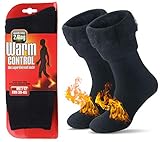 JARSEEN Warme Winter Thermosocken mit Vollplüsch und Wolle Dicke Weiche Stiefel Socken Damen Herren (39-45, Neu Schwarz)