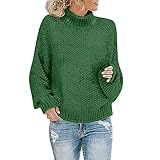 LinRim Pullover Damen Rollkragenpullover Elegant Rollkragenshirt Strickpullover Grobstrickpullover Casual Lose Langarm Pulli Oberteile Weich Jumper Sweater