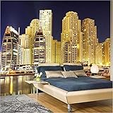 3D Custom Large Wall Sticker, Nächtliches Stadtbild 500(W) X350(H) Cm Wandtapete, Umweltfreundlich, Schmutzabweisend, Wohnzimmer, Büro, Hotel, Restaurant, Wandbilder, Wand, Malerei, Wa-1505578