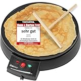 Clatronic® Crepes Maker für Crepes mit Ø29 cm | inkl. Teigverteiler | Crepe Maker | antihaftbeschichte Oberfläche | stufenlos regelbarer Thermostat | Crepemaker | Pfannkuchen Maker mit 900W | cm 3372