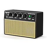 POGOLAB Gitarrenverstärker Mini Combo Amp 5WX2, Tragbare Gitarrenverstärker mit Sauberen Antriebskanälen, Wiederaufladbarer Mini-Bassgitarrenverstärker, Kabelloser Bluetooth Verstärker für übungen